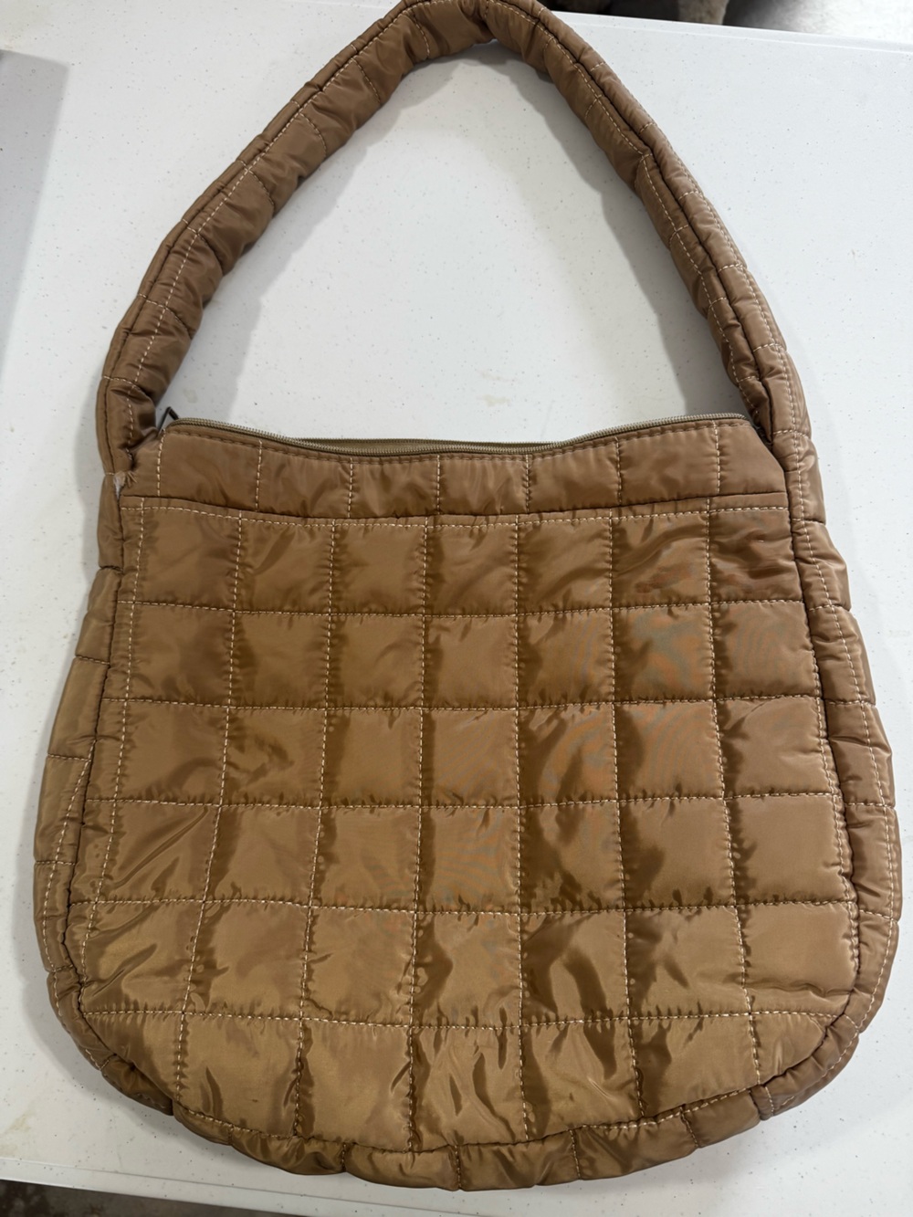 Quilted Tan Shoulder Bag - Picture 3 of 5